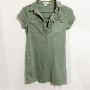 Vineyard Vines Green Short Sleeve Button Down Dress With Front Pockets Size 4